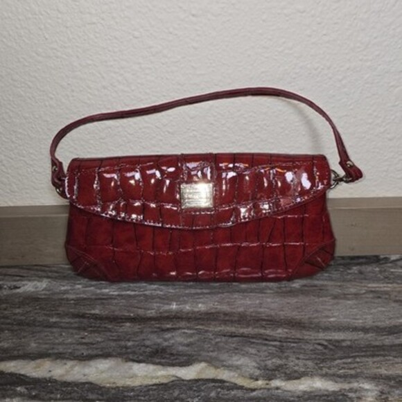 Liz Claiborne Handbags - Liz Claiborne Red Croc-Embossed Shoulder Bag Wristlet Purse – Patent Gloss –...